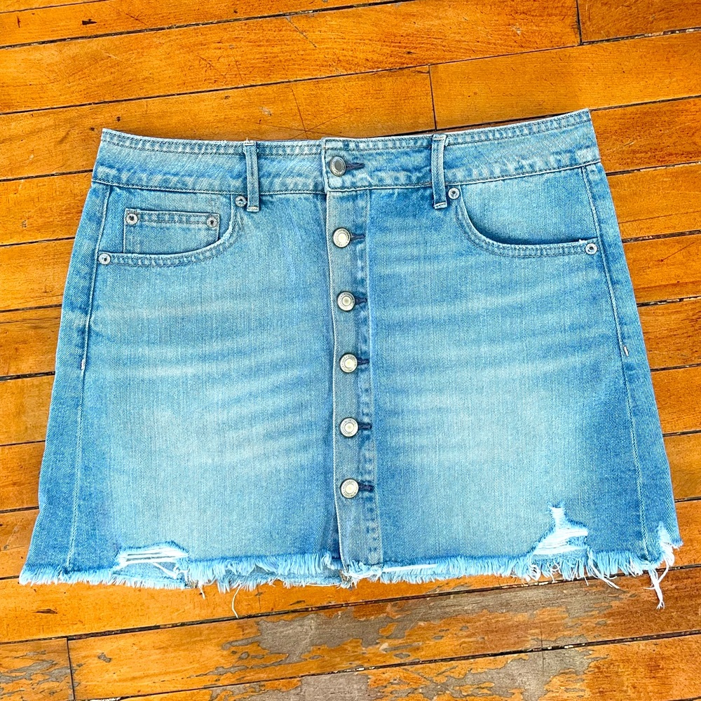 Denim button down skirt
